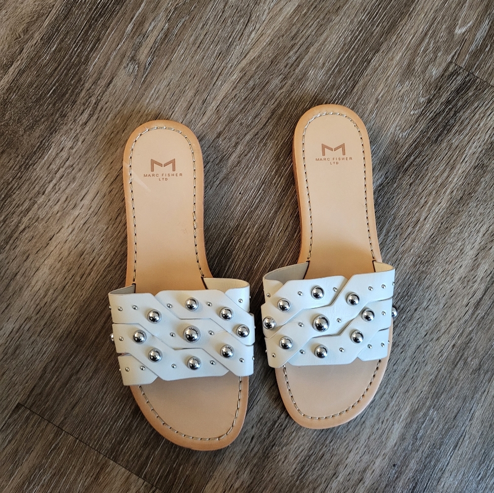Marc Fisher White Studded Women's Sandals